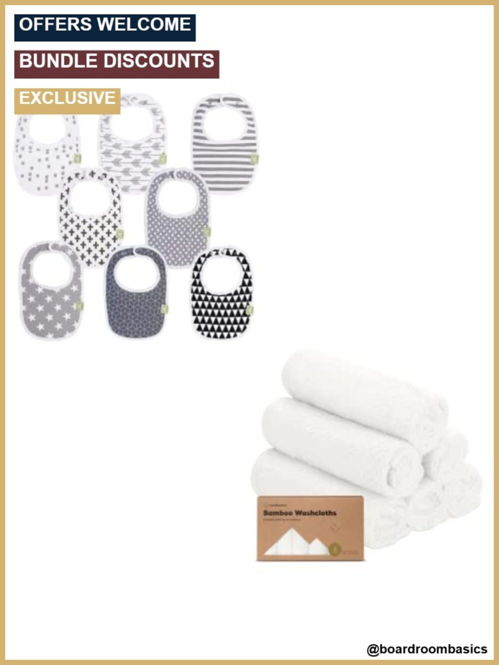 8-Pack Baby Bibs & 6-Pack Washcloths Set Super Absorbent 100% Cotton